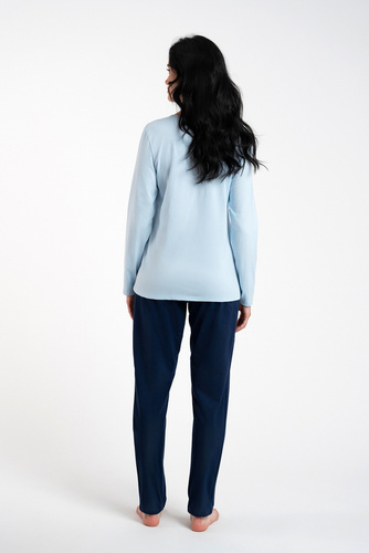 Piżama Damska długi rękaw, spodnie Arietta Italian Fashion - niebieski 