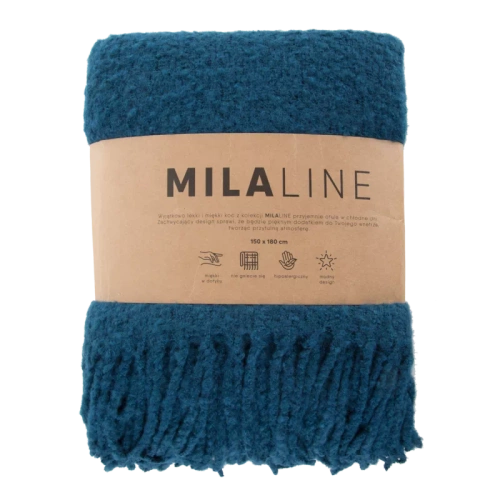 Koc narzuta imitująca buklę Bela Eurofirany granatowy 