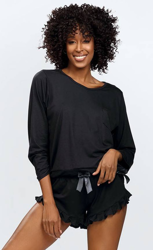 Komplet Piżama Damska Ronnie DKaren - czarny