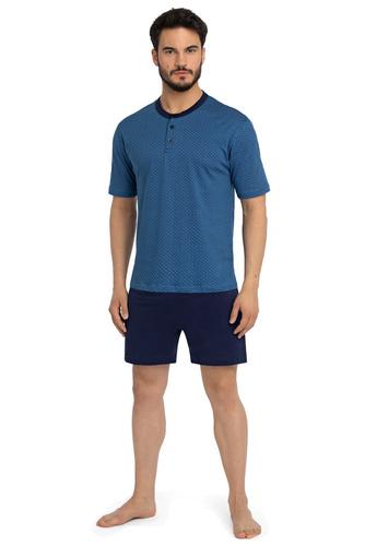 Piżama Męska krótki rękaw, spodenki PG36355  Nottingham niebieski