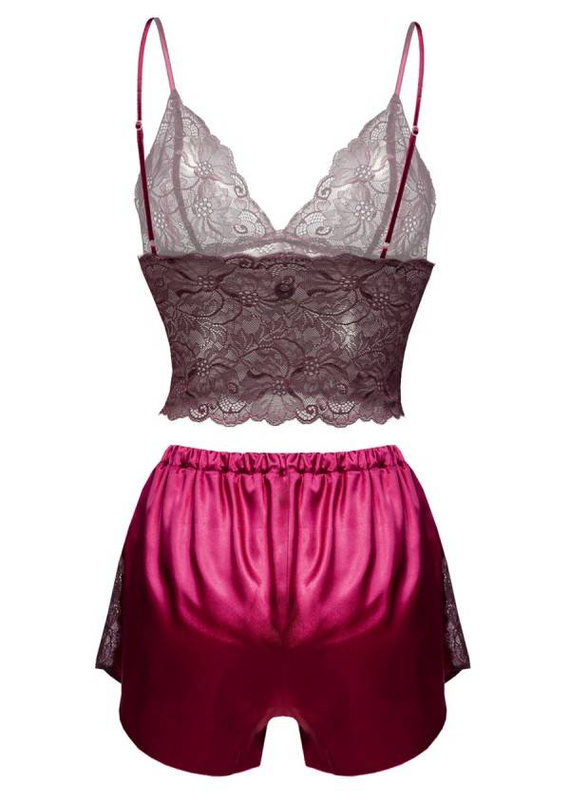 Piżama Damska Satynowa Patty DKaren - bordo