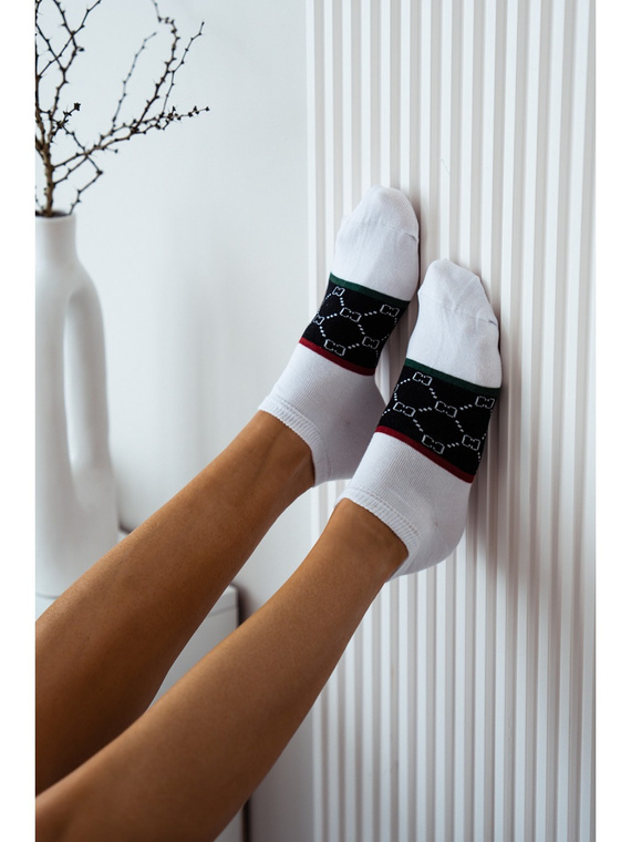 1146-005 CC z szerokim paskiem Stopki damskie Milena - biały