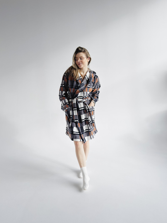 Szlafrok Kocyk 031 De Lafense – miękki polarowy szlafrok dla kobiet, które kochają przytulność, camel