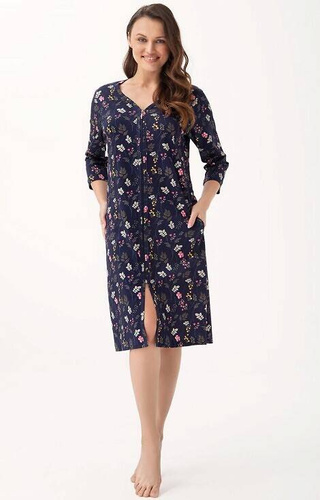 Szlafrok Damski 392  Luna - granat w kwiaty