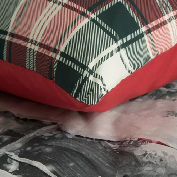 Eurofirany pościel świąteczna Vinti – czerwona kratka, bawełna 100%, motyw samochodu