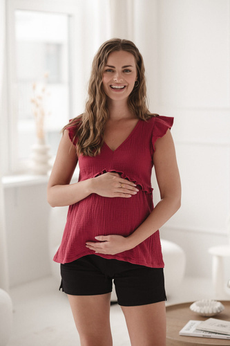 Bluzka ciążowa i do karmienia Milky Butterfly z bawełny Milk&Love malinowy