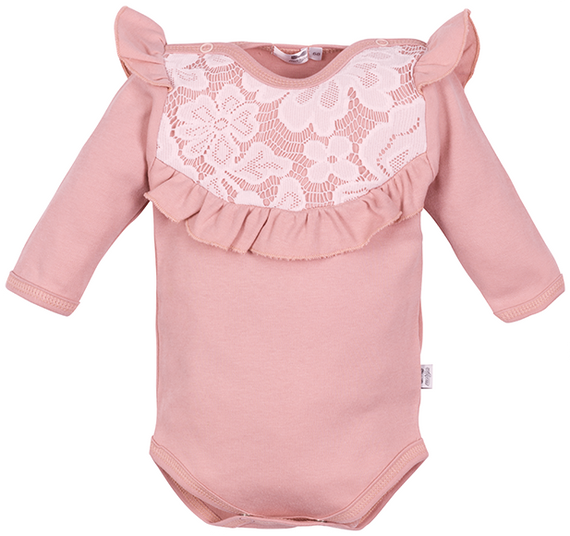Body z długim rękawem falbanka 171DR Cherry Marija - różowy