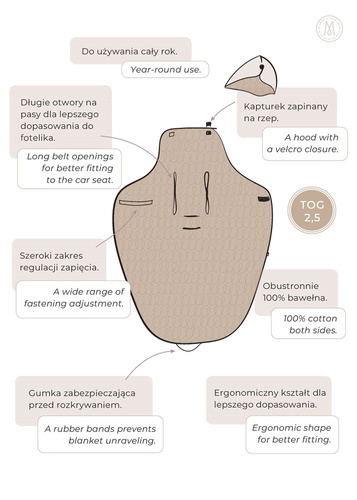 Sage Kocyk do fotelika cotton Makaszka