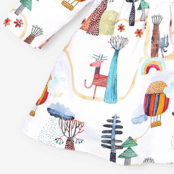 Sukienka z bawełny organicznej Kolorowy Las Nini druk