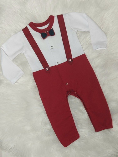 Pajacyk bez stópek Smoking Frak Bambarillo biało-bordowy