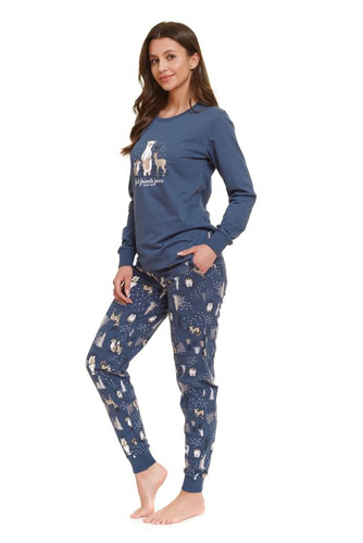 PM.4340 "Animals" Piżama Damska Doctor Nap - deep blue