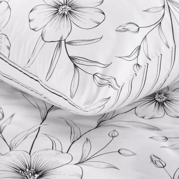 Pościel satynowa Spring 33 Kwiaty Eurofirany biały/czarny