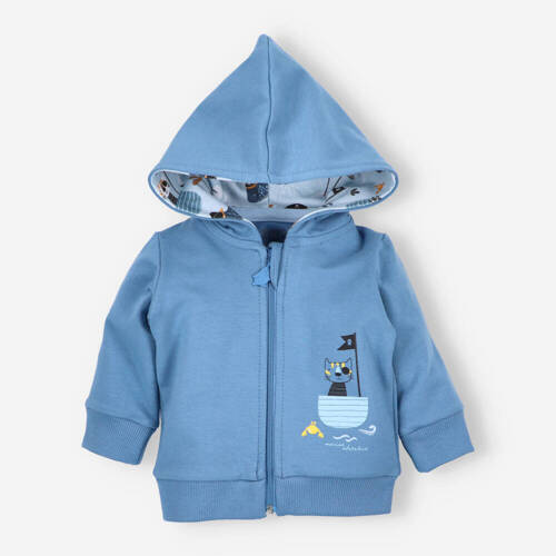 Bluza dresowa z kapturem z bawełny organicznej Piraci Nini niebieski