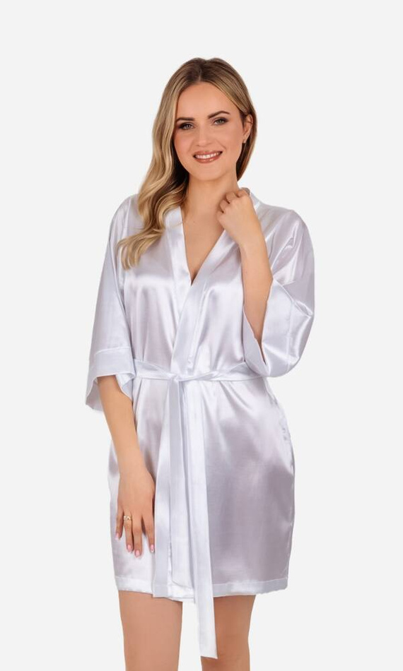 Szlafrok damski satynowy Vesna ByShelly - biały