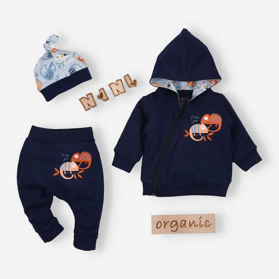 Czapka niemowlęca z bawełny organicznej Kameleon Nini druk