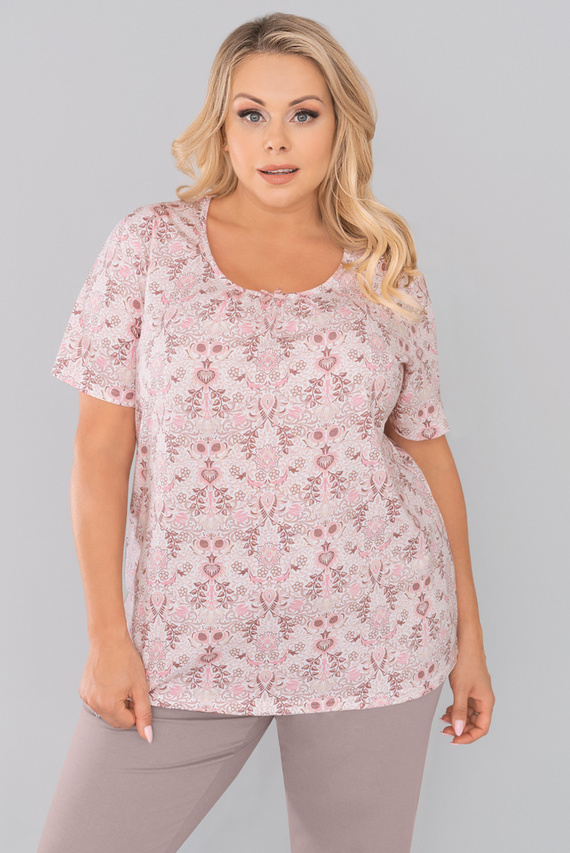 Piżama Damska krótki rękaw, 3/4 spodnie Kalmia Italian Fashion- druk