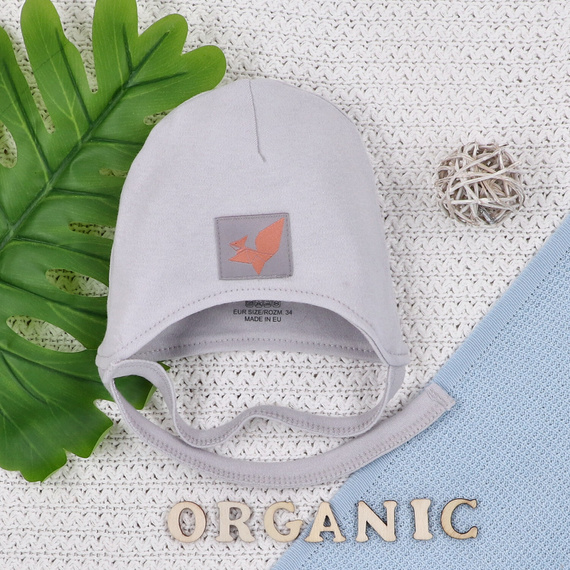Czapka niemowlęca z bawełny organicznej Fun Origami Nini szary 