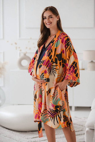 Szlafrok ciążowy bambusowy Tropical Orange Milk&Love pomarańczowy 
