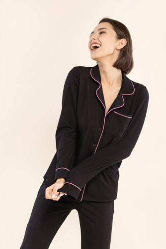 Piżama damska rozpinana 11 Bonamera czarny