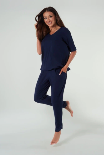 Komplet Damski krótki rękaw, dł. spodnie Paramo Italian Fashion - granat