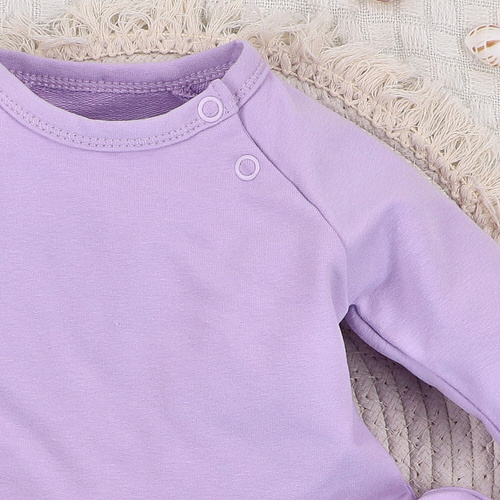 Nini Sukienka Underwater World – fioletowa, organiczna bawełna, falbanka, długi rękaw