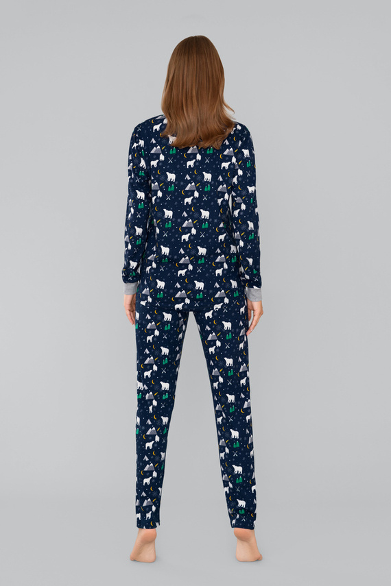 Piżama damska Ava Italian Fashion- druk granatowy