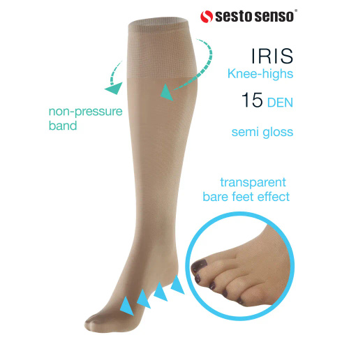 Iris Podkolanówki 15 DEN Sesto Senso popiel (grey)