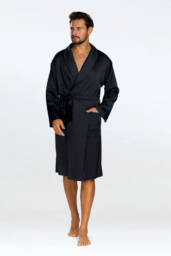 Szlafrok męski Lukas Dkaren - czarny