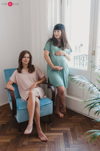 Bambusowa koszula nocna ciążowa i do karmienia Moon Milk&Love eukaliptus