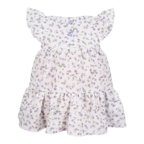 Eevi Sukienka Meadow z muślinu – małe kwiatki, krótki rękaw, przewiewna