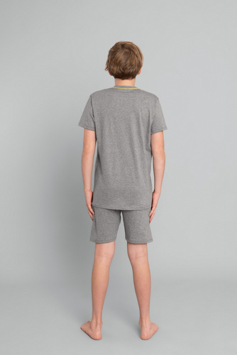 Piżama chłopięca krótki rękaw, spodnie Crazy Italian Fashion- średni melanż