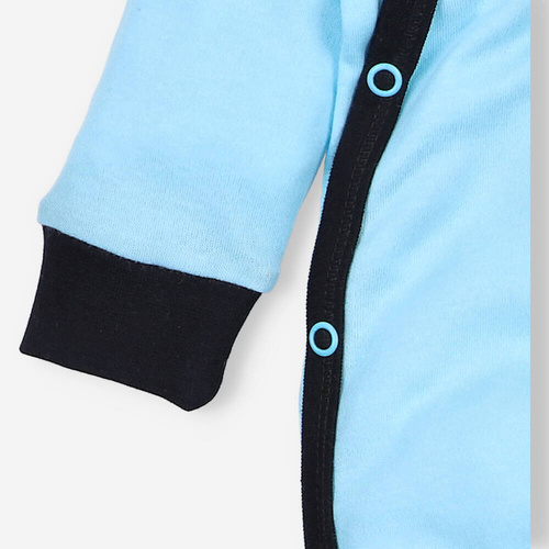 Pajacyk chłopięcy bawełniany Summer Robots Nini turkusowy 