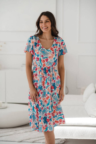 Sukienka ciążowa i do karmienia Lovely Dress Midi Milk&Love paisley na jasnym