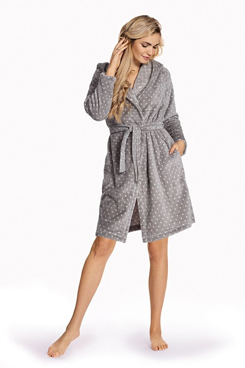 546 Melanie Krótki Szlafrok damski Forex - szary
