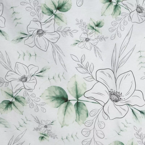Pościel satynowa Spring 28 Kwiaty Eurofirany biały/zielony