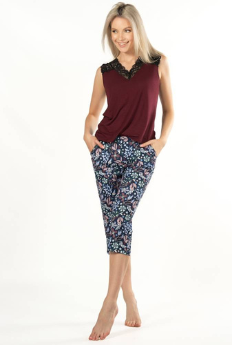 Margot Mix&Match Koszulka Piżamowa Koronka  Nipplex - burgund