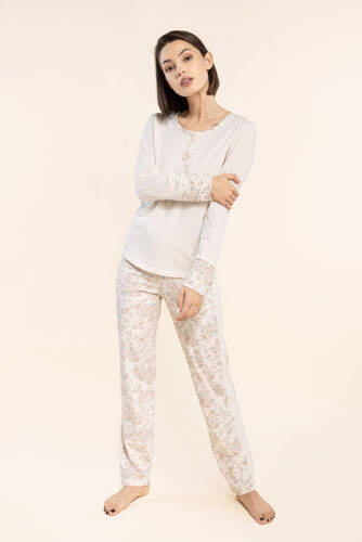 Piżama damska 3 Bonamera beżowy kwiaty