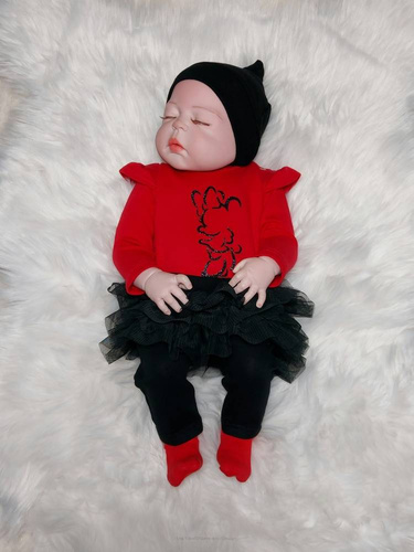 Body z długim rękawem Mini Bambarillo czerwony