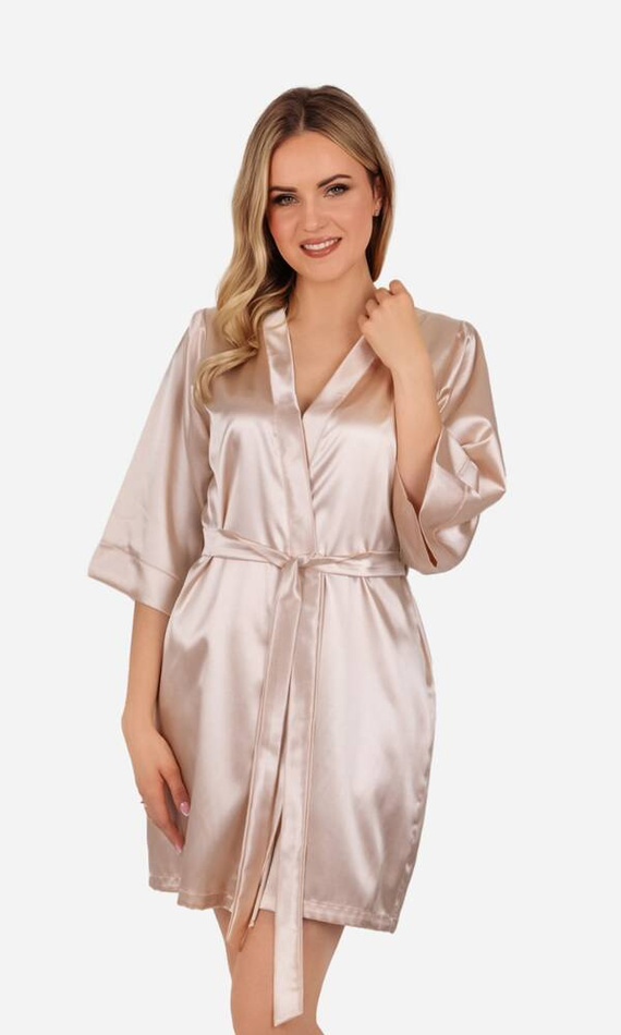 Szlafrok damski satynowy Vesna ByShelly - beżowy