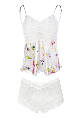  Komplet piżama damska Flowers DKaren - DK-KA biały