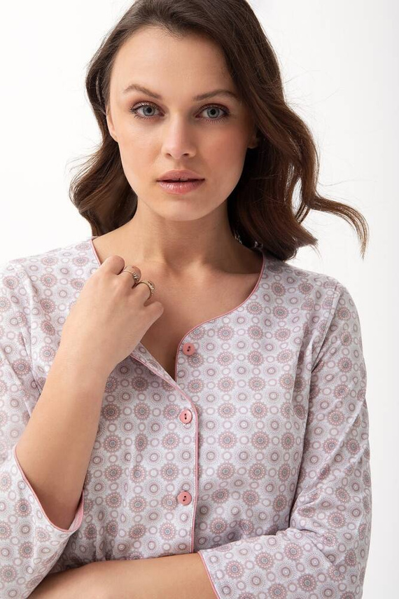 Piżama damska rozpinana 668 LUNA - ecru-różowy