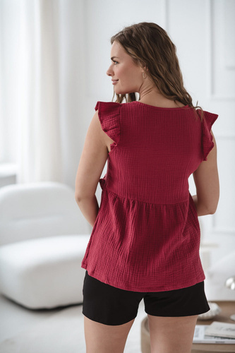 Bluzka ciążowa i do karmienia Milky Butterfly z bawełny Milk&Love malinowy