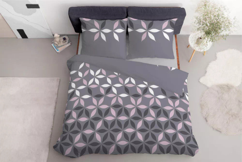 Pościel z mikrofibry kwiatki 5024 A Detexpol szary