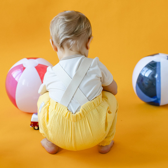 Ogrodniczki muślinowe Elephant Eevi - żółty