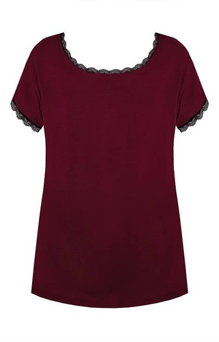 Margot Mix&Match Koszulka Piżamowa  Gładka Nipplex - burgund