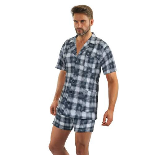 Bawełniana piżama męska, rozpinana 2576/42 Sesto Senso - granatowy