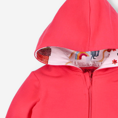 Bluza dresowa z kapturem z bawełny organicznej Kolorowy Las Nini malinowy