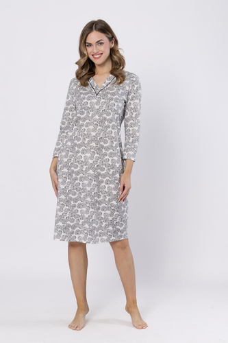 Koszula nocna Leveza 1610 czarna – zmysłowa, 7/8, koronka