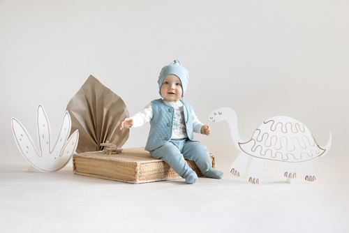 Czapka niemowlęca wiązana "Slow Life" Pinokio - niebieski