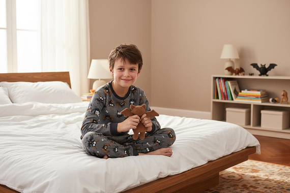 Cornette Bat 2 – piżama chłopięca bawełniana 264/182, 263/182 z nadrukiem nietoperzy | Styl i wygoda